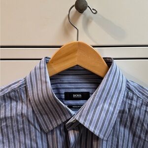 BOSS Blue Striped Men's Shirt